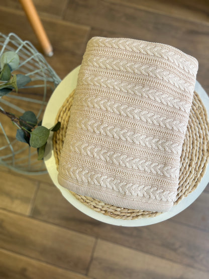Coperta Ellepi in maglia con pelliccia interna Beige