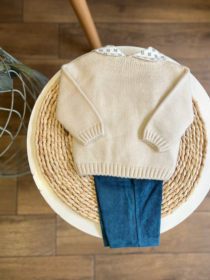 Completo invernale camicia, maglioncino e pantalone a costine
