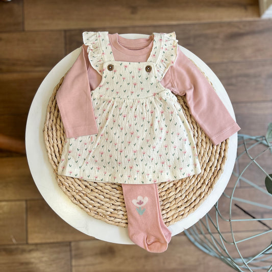Completo salopette con calzamaglia Flower