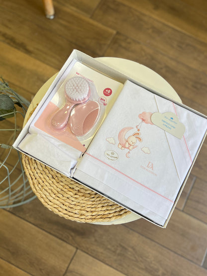 Set lettino + kit spazzole Bunny rosa