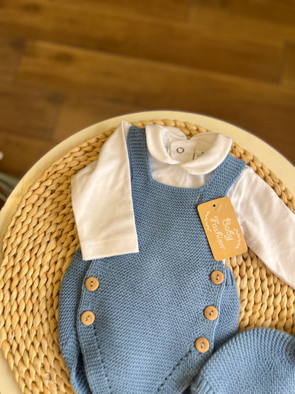 Set cappellino,body e pagliaccetto in maglia