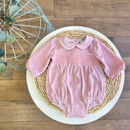 Pagliaccetto in ciniglia punto smock Rosa