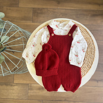 Completo invernale camicia, cappellino e salopette