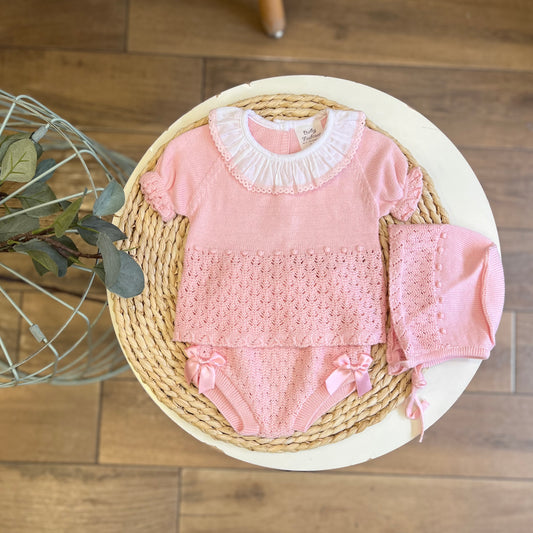 Completo Primavera/Estate Rosa baby con colletto