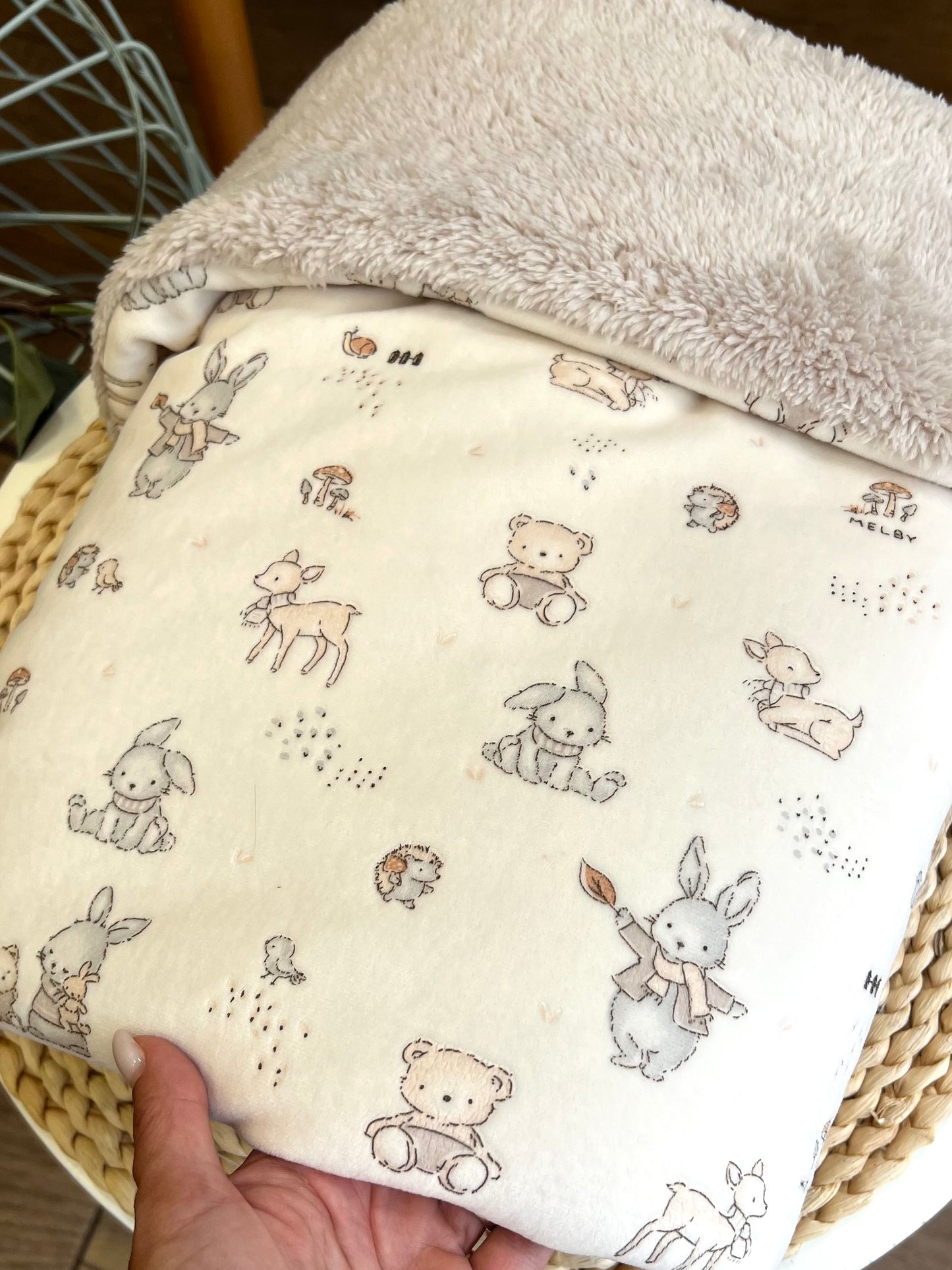 Coperta carrozzina in ciniglia Wood Neutra