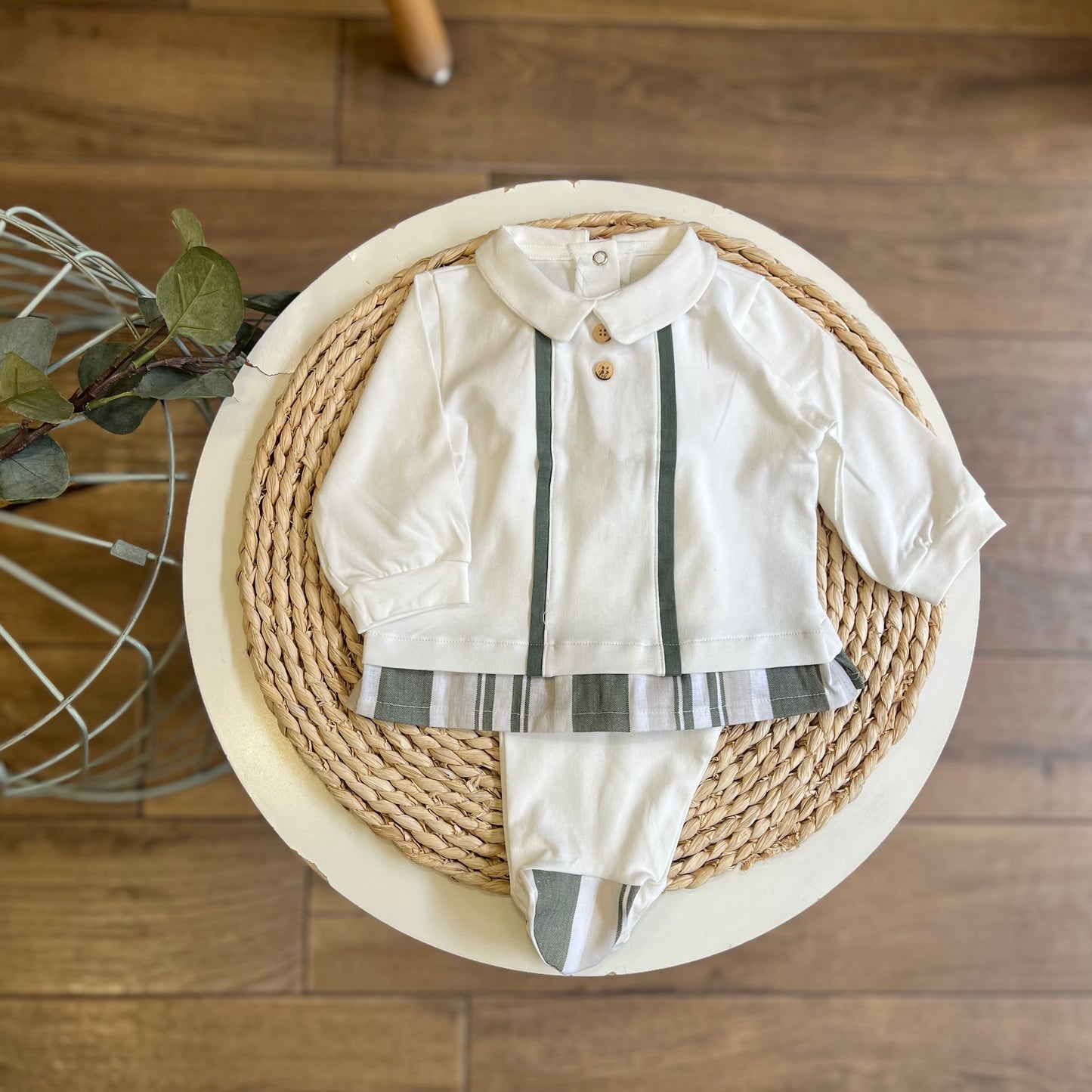 Completo in cotone Righe verde