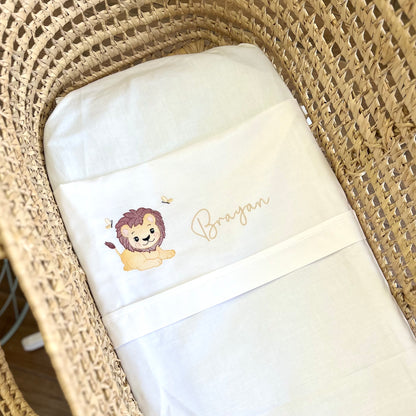Set lenzuolino carrozzina personalizzato con disegno e nome ricamato
