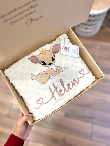 Copertina in ciniglia bolle personalizzata con disegno e nome