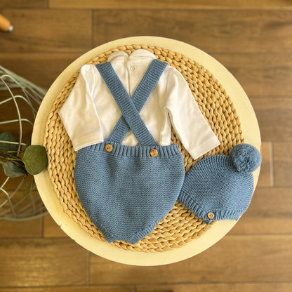 Set cappellino,body e pagliaccetto in maglia