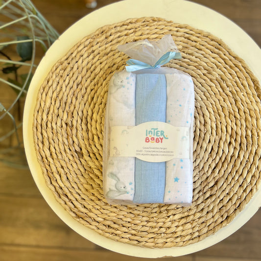 Set 3 quadrati Coniglietti azzurro