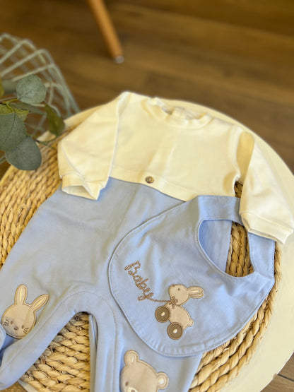 Tutina caldo cotone Baby con bavetta