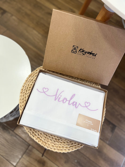 Set lenzuolino Lettino personalizzato con nome ricamato