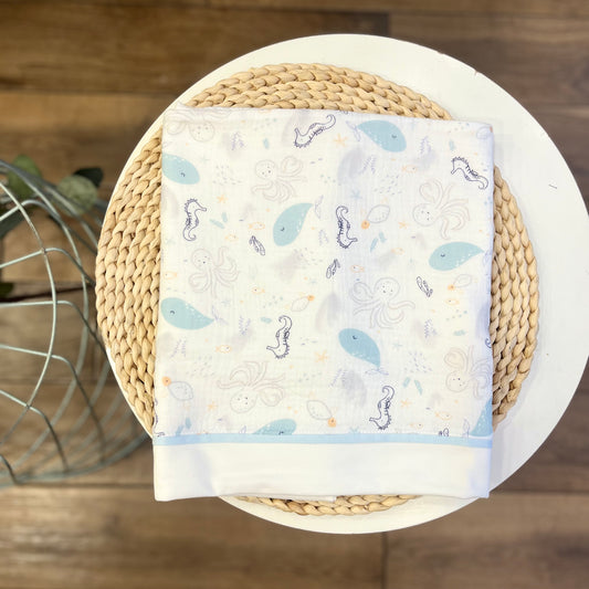 Coperta in cotone Sealife