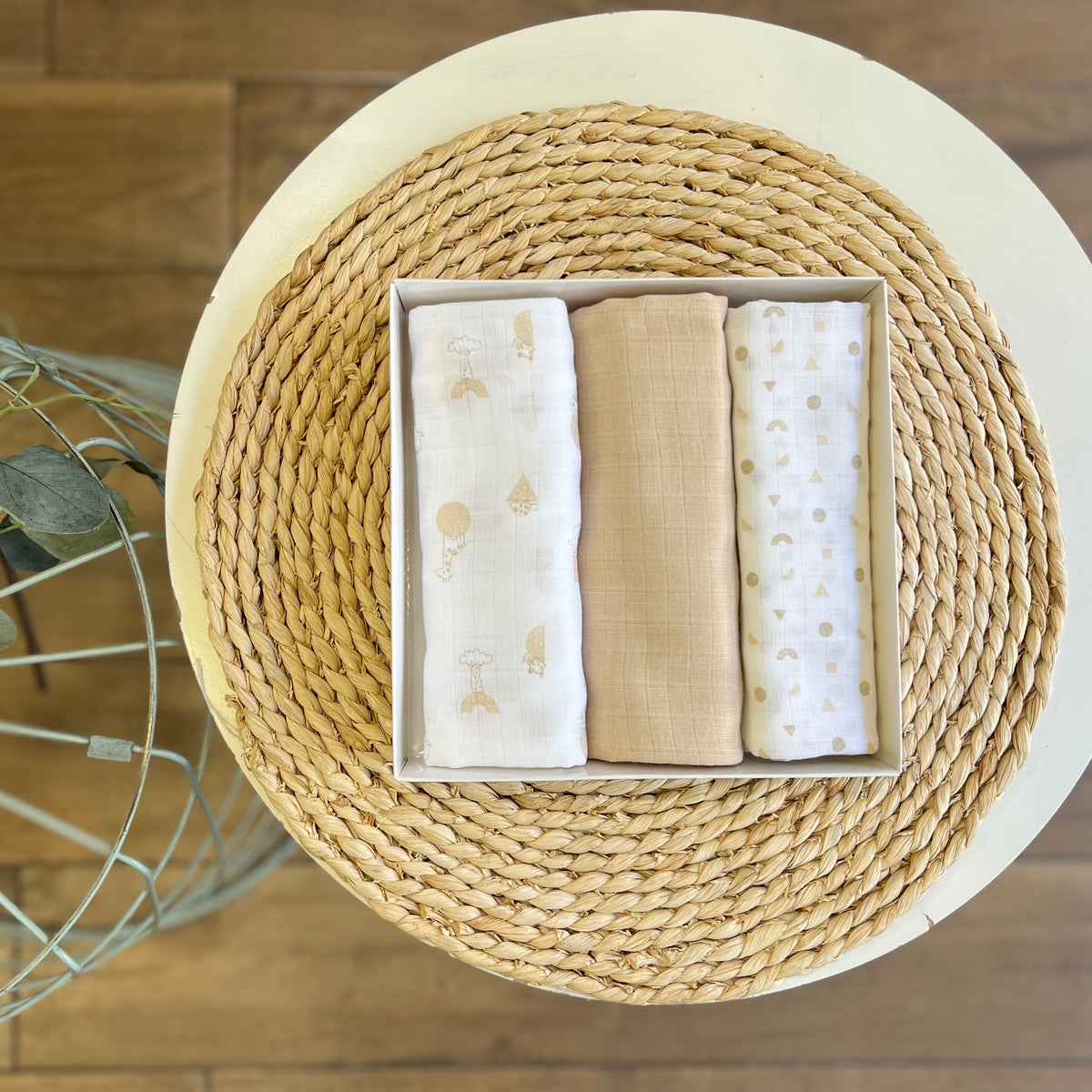 Quadrati in cotone garzato Beige