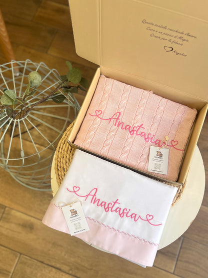 Set carrozzina Bianco/Rosa personalizzabile