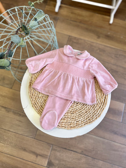 Completo in ciniglia punto smock Rosa