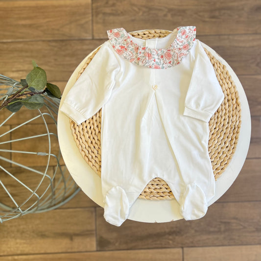 Tutina in cotone colletto Flower