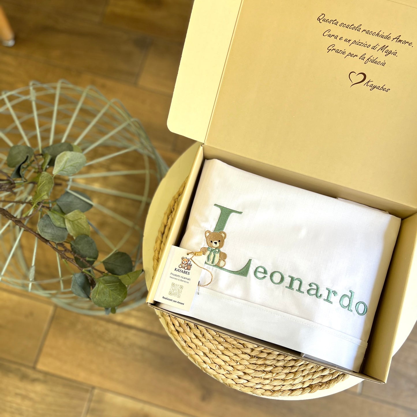Set lenzuolino carrozzina personalizzato con iniziale Teddy ricamato