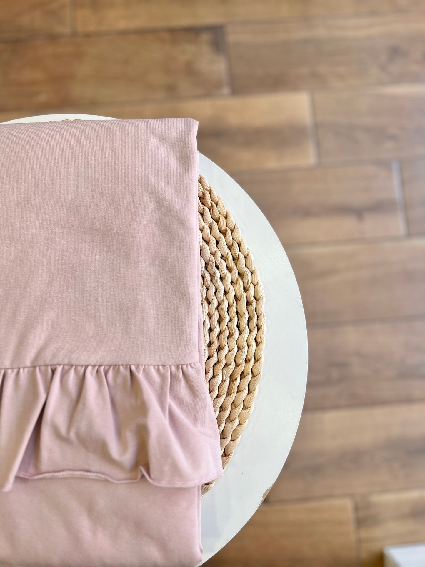 Coperta Rouches in cotone Cipria