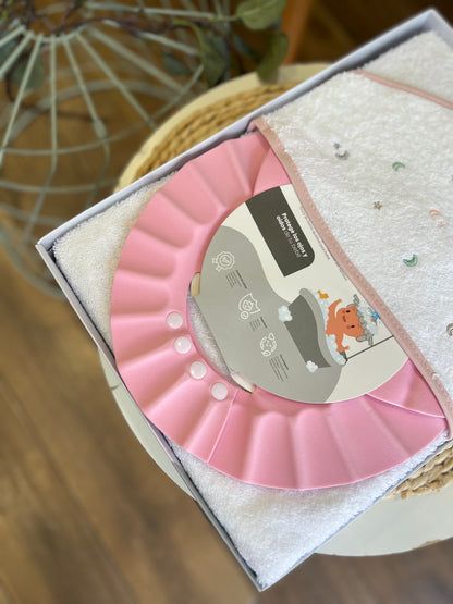 Accappatoio triangolo con  cuffia da bagno Stelline rosa