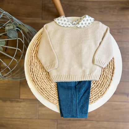 Completo invernale camicia, maglioncino e pantalone a costine