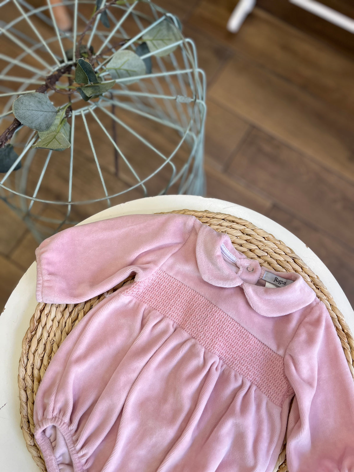 Pagliaccetto in ciniglia punto smock Rosa