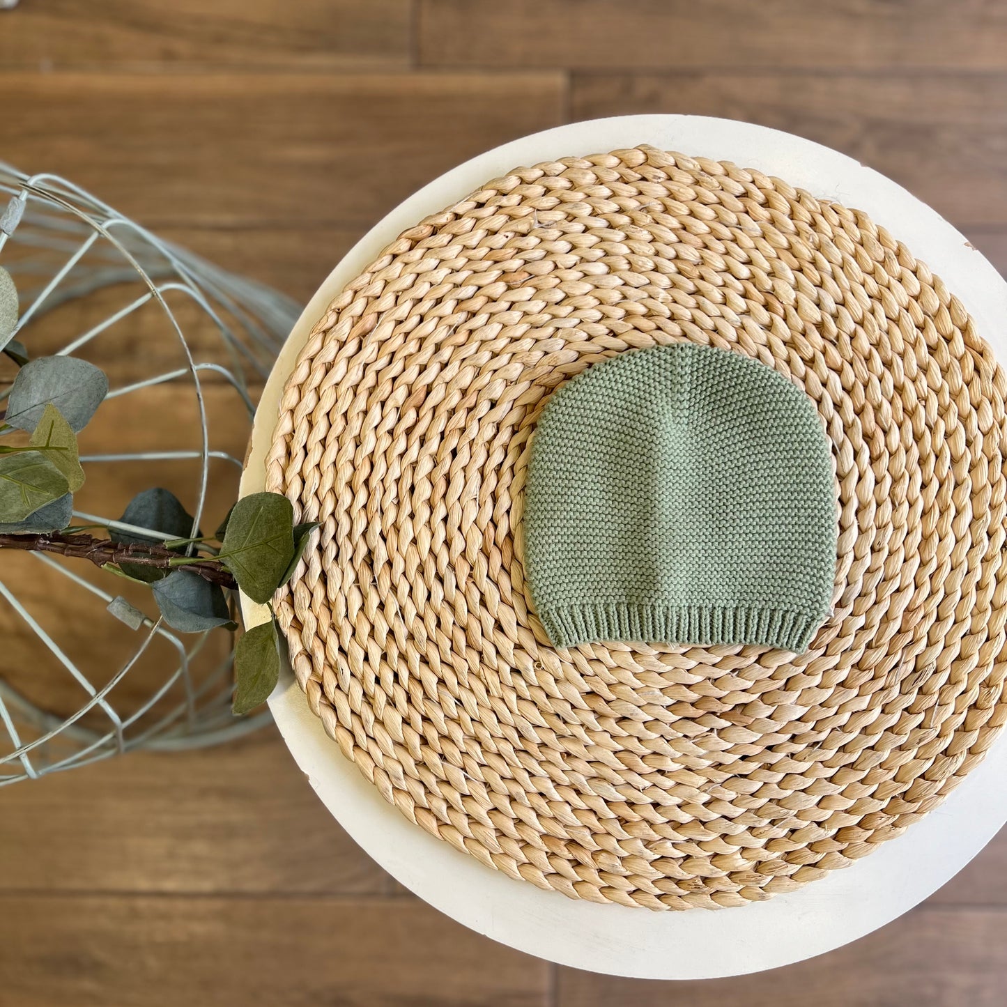 Cappellino in tricot verde salvia