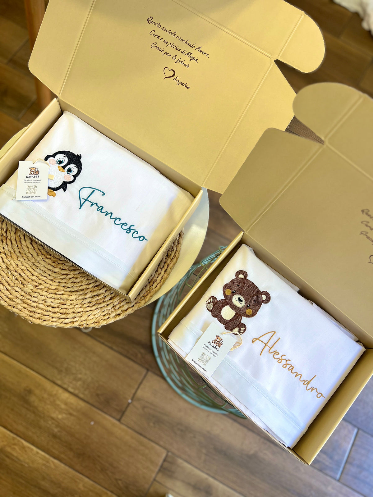 Set lenzuolino carrozzina personalizzato con disegno e nome ricamato
