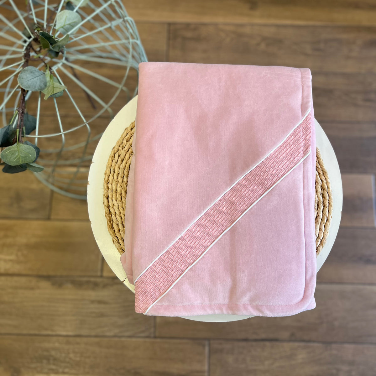 Coperta ciniglia Rosa punto smock
