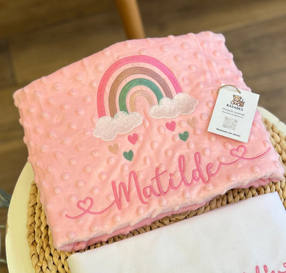 Copertina in ciniglia bolle personalizzata con disegno e nome