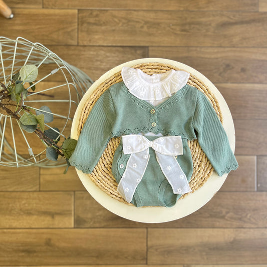 Set 3 pezzi Fiocco Verde