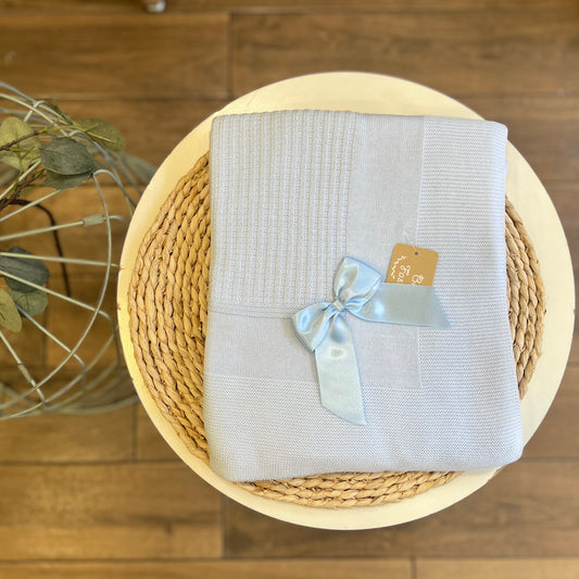 Coperta primavera/estate con fiocco in raso Celeste