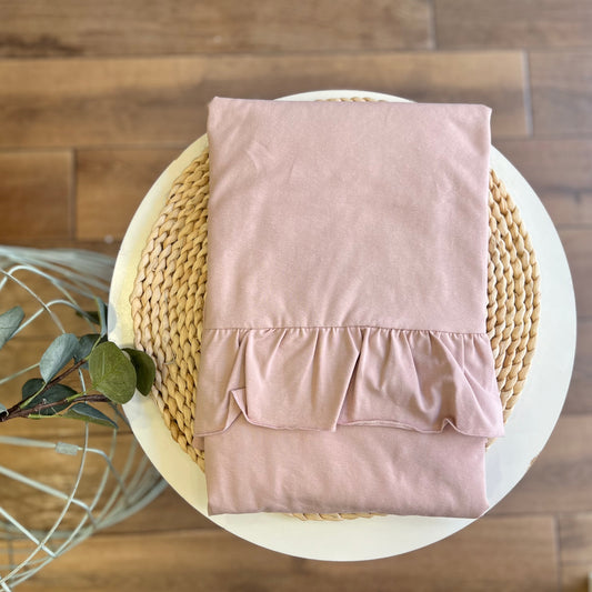 Coperta Rouches in cotone Cipria