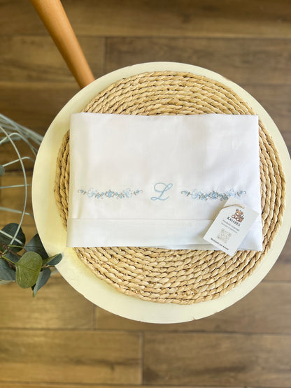 Set lenzuolino carrozzina personalizzato con iniziale ricamato