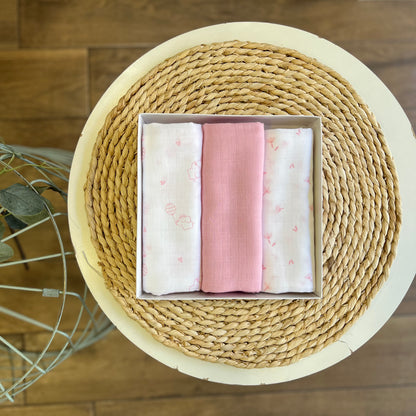 Quadrati in cotone garzato Rosa