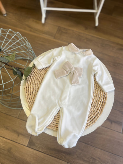 Tutina in ciniglia Fiocco beige