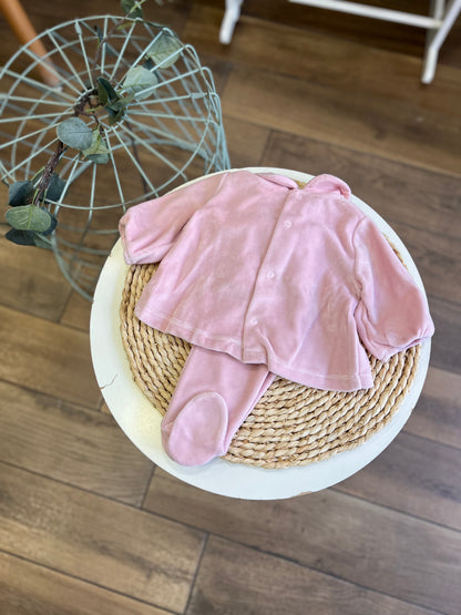 Completo in ciniglia punto smock Rosa