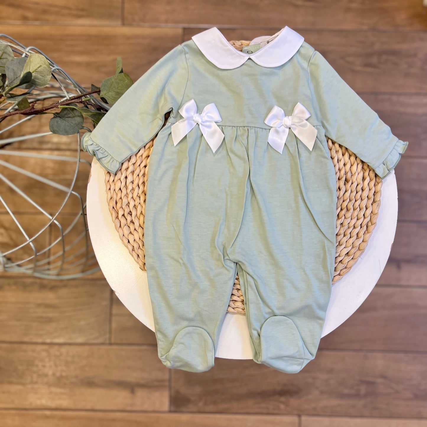 Tutina con fiocchetti Verde Salvia