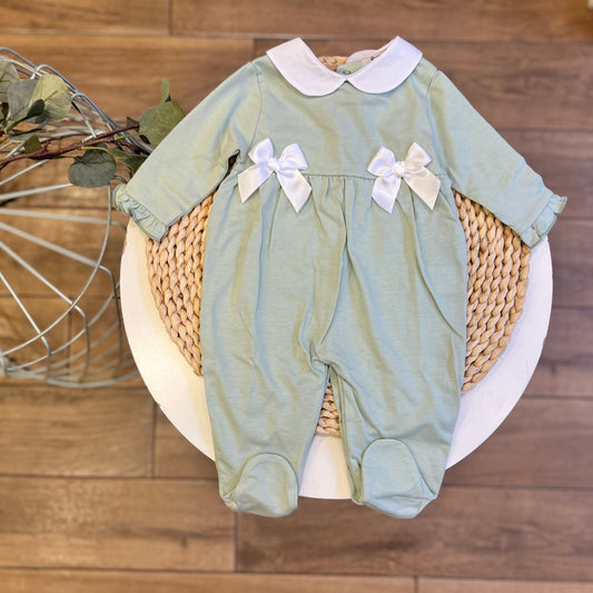 Tutina con fiocchetti Verde Salvia