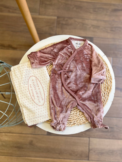 Tutina in ciniglia Soft Bamboo con sacchetto Rosa cipolla