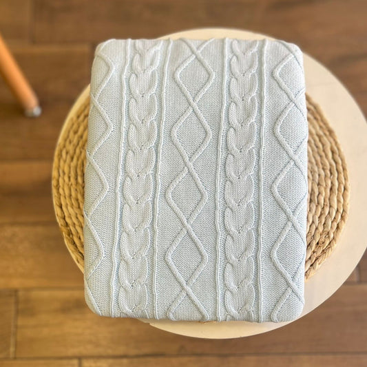 Coperta Pappa e Latte in maglia con pelliccia interna Celeste