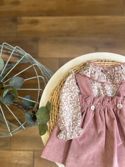 Camicia e salopette a costine in vellutino