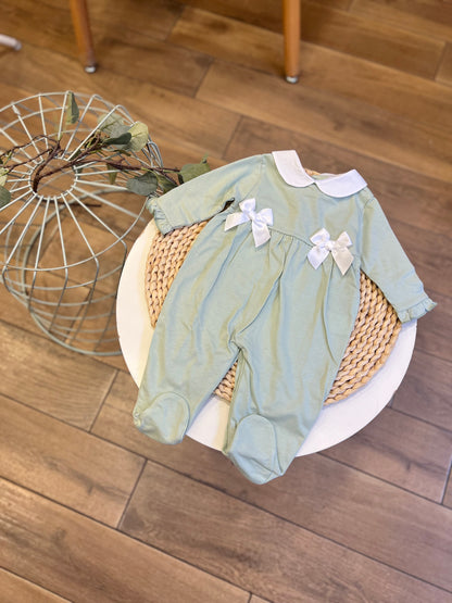 Tutina con fiocchetti Verde Salvia