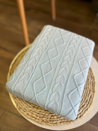 Coperta Ellepi in maglia con pelliccia interna Celeste